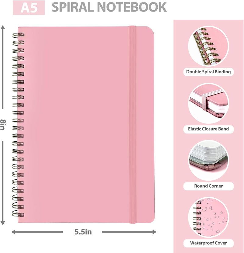 VALOME Journaling Notebooks, A5 Lined Spiral Notebook for Women & Men, 146 Pages College Ruled Hardcover Note Book for Work, Note Taking, Journaling, School, Writing (PINK) - Image 3